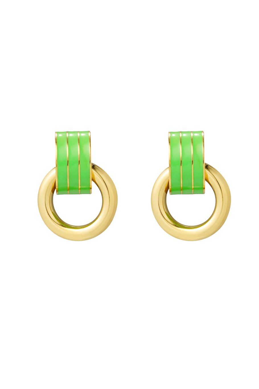 Double layer earring - Groen/goud