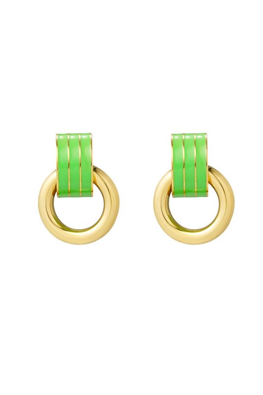 Double layer earring - Groen/goud