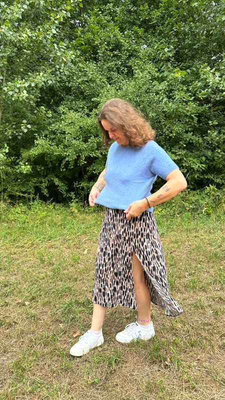 Short-sleeve sweater 15% superfine alpaca - &#39;jeans&#39; blauw