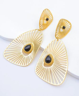 Eclipse oorbellen - zwart/goud