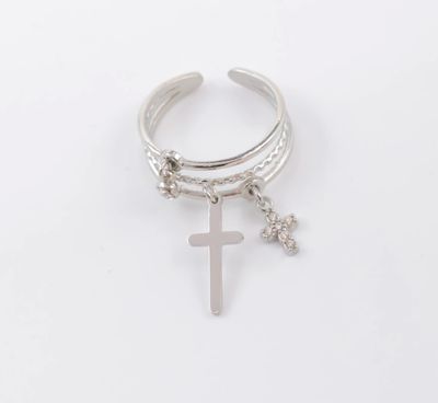 Cross ring - zilver