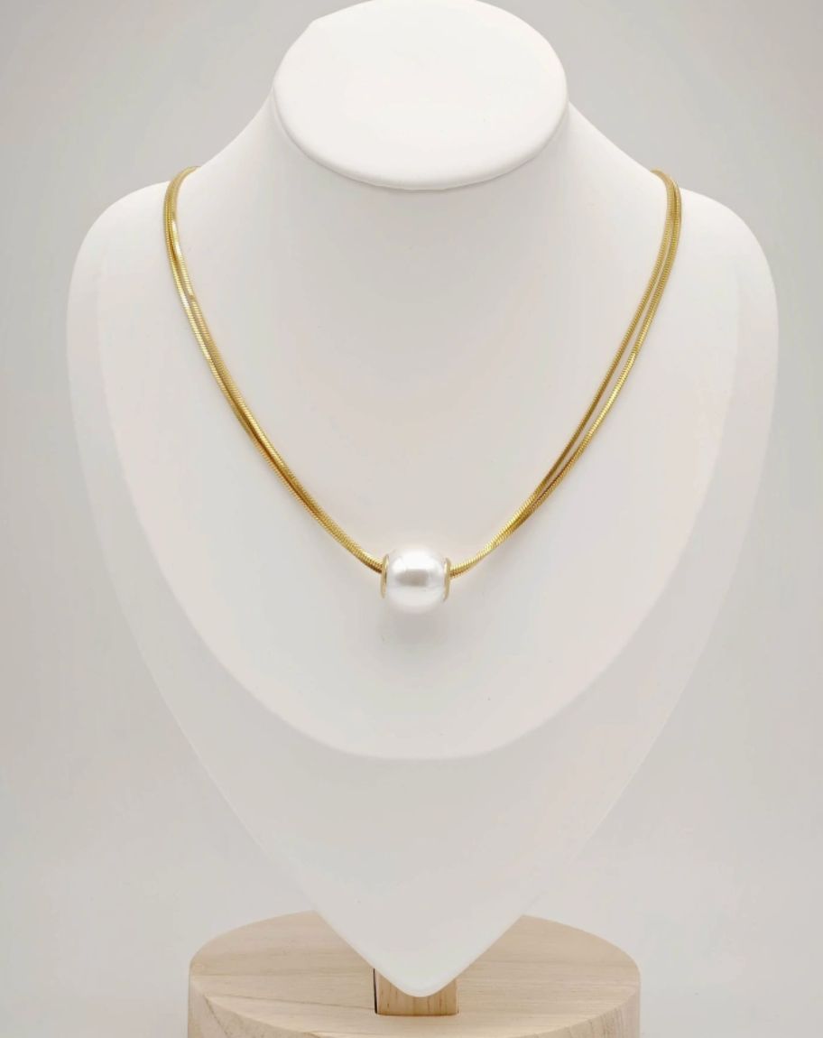 Pearl charm ketting - goud