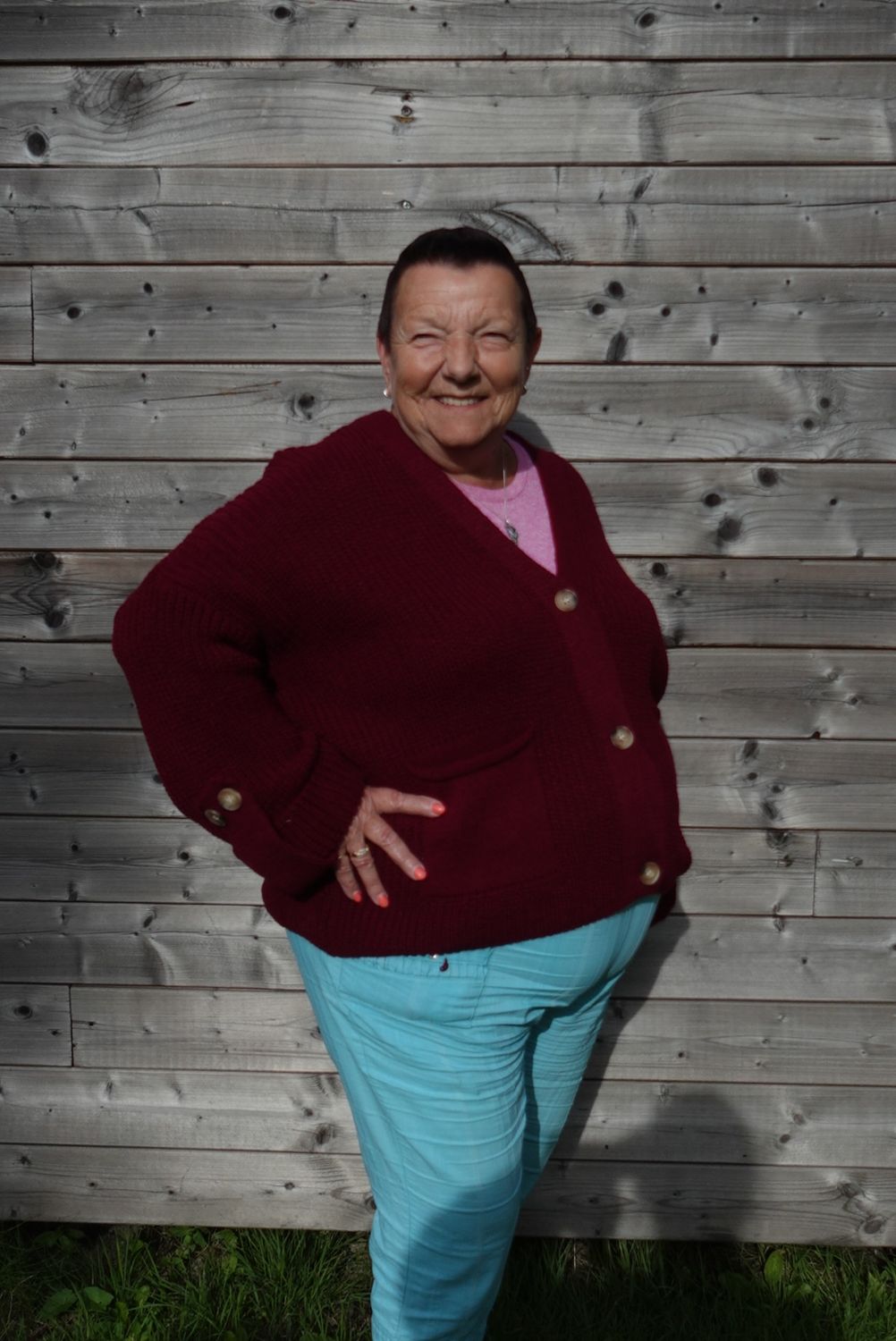 Knit cardigan oversized - Burgundy