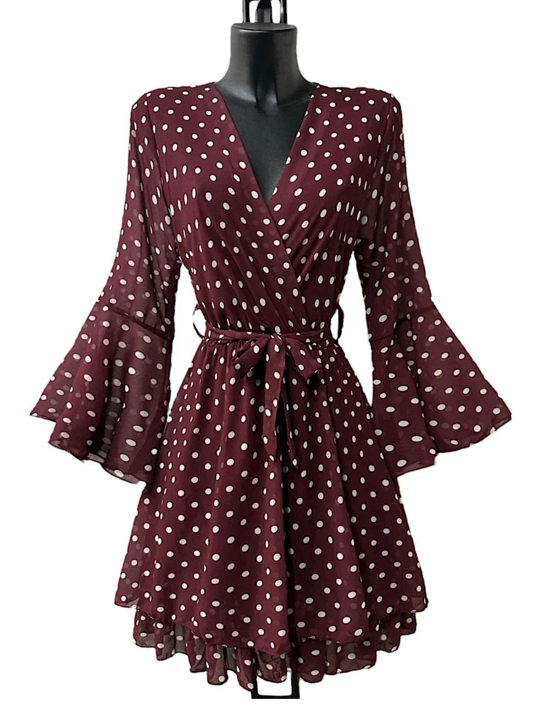 Polka Dot dress burgandy