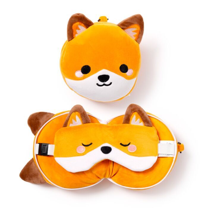 Fox travel pillow &amp; eye mask kids
