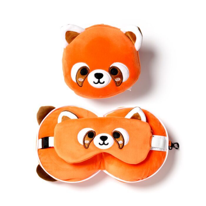 Red panda travel pillow &amp; eye mask kids
