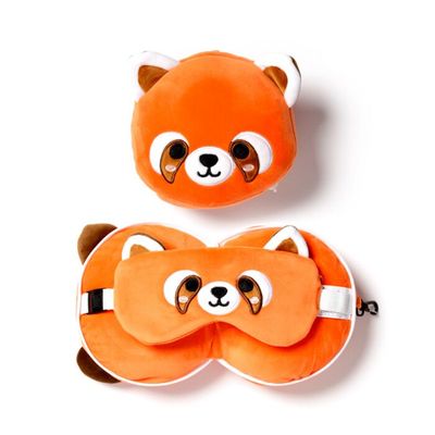 Red panda travel pillow &amp; eye mask kids