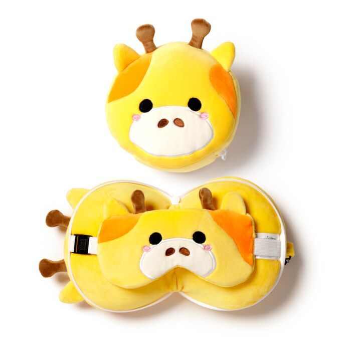 Giraffe travel pillow &amp; eye mask kids
