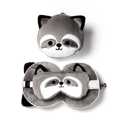 Raccoon travel pillow &amp; eye mask kids