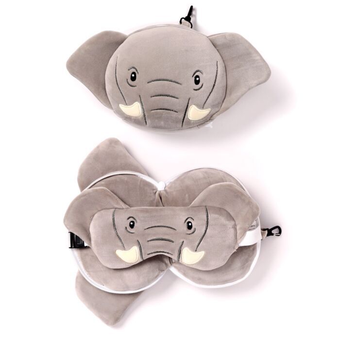 Elephant travel pillow &amp; eye mask kids