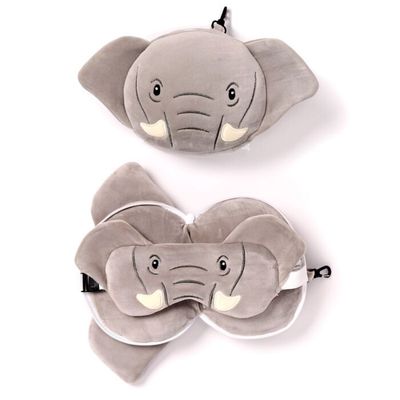 Elephant travel pillow &amp; eye mask kids