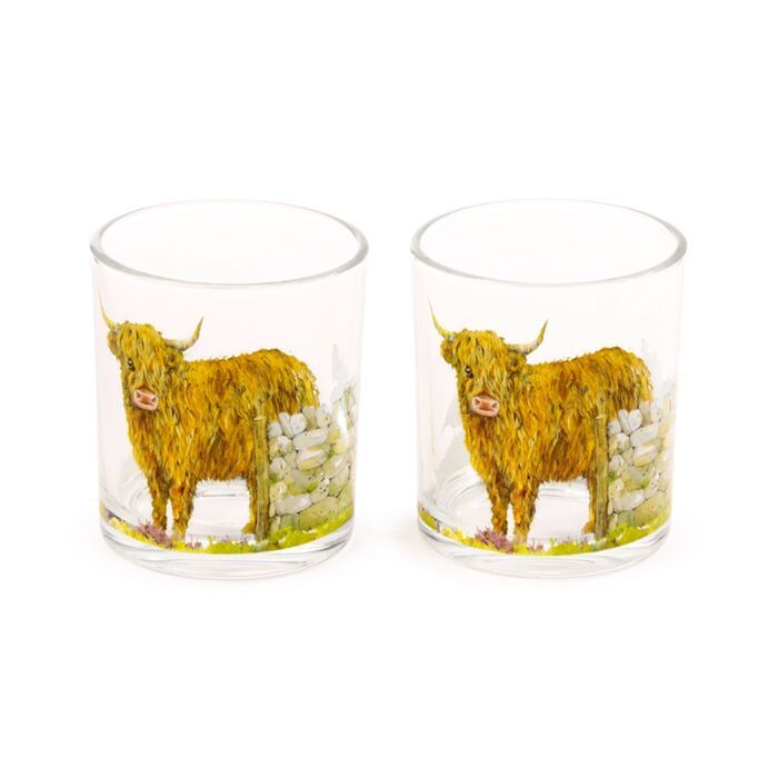 Highland coo set glass 250ml