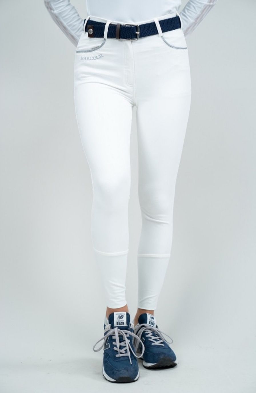 Harcour Rijbroek Dames Knie Grip  White
