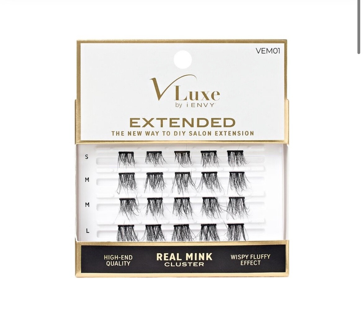 V Luxe Extended Real Mink Clusters / Wispy fluffy Effect 