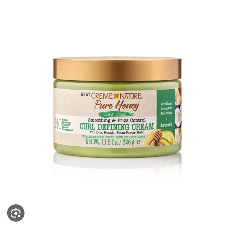 Cream of Nature pure honey hair food smoothing &amp; frizz control curl defining cream avocado 