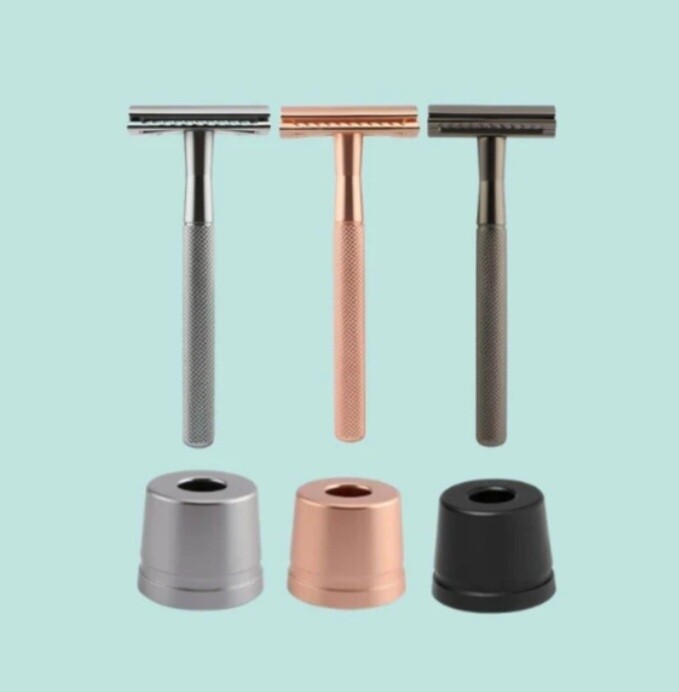 Safety razor scheermes met houder rose gold