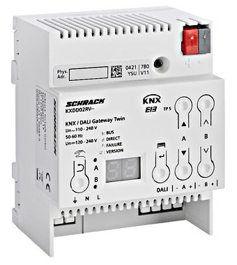 KNX / DALI Gateway Twin interface 2 x 64 DALI sturingen