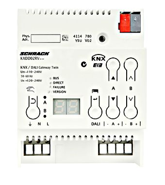 KNX / DALI Gateway Twin interface 2 x 64 DALI sturingen