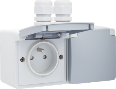 Niko Spuitwaterdicht Dubbel Horizontaal Stopcontact 2ing