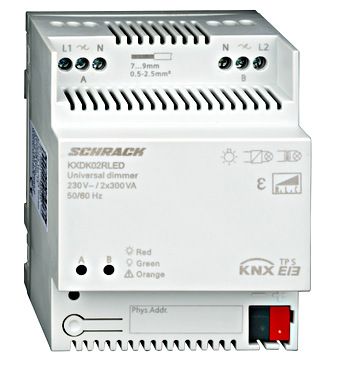 KNX Universele dimmer 2 x 300VA 230VAC ( dimbare LED ) KNX Universele dimmer 2 x 300VA 230VAC ( dimbare LED )