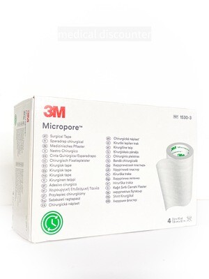 3M™ Micropore™ Chirurgische Hechtpleister, 1530-3, 7.5 cm x 9.1 m, 4 stuks/doos 3M™ Micropore™ Chirurgische Hechtpleister, 1530-3, 7.5 cm x 9.1 m, 4 stuks/doos