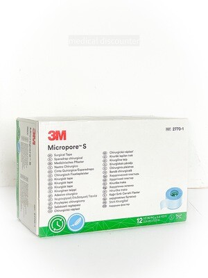 3M™ Micropore™ Silicone, Medische Tape, 2770-1, 2,5 cm x 5 m, 12/doos, zonder dispenser 3M™ Micropore™ Silicone, Medische Tape, 2770-1, 2,5 cm x 5 m, 12/doos, zonder dispenser