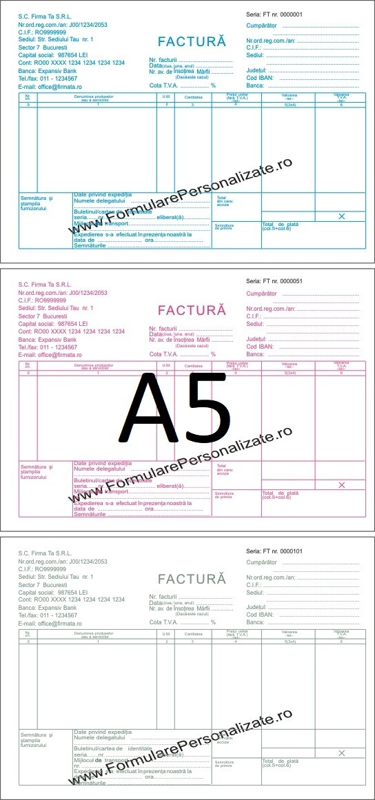 Facturiere Personalizate A5 - 2.carnete