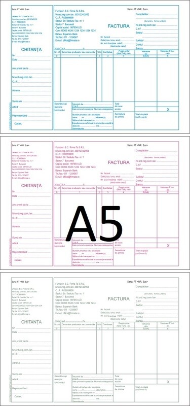Facturi cu Chitanta atasata Personalizate A5 - 2.carnete