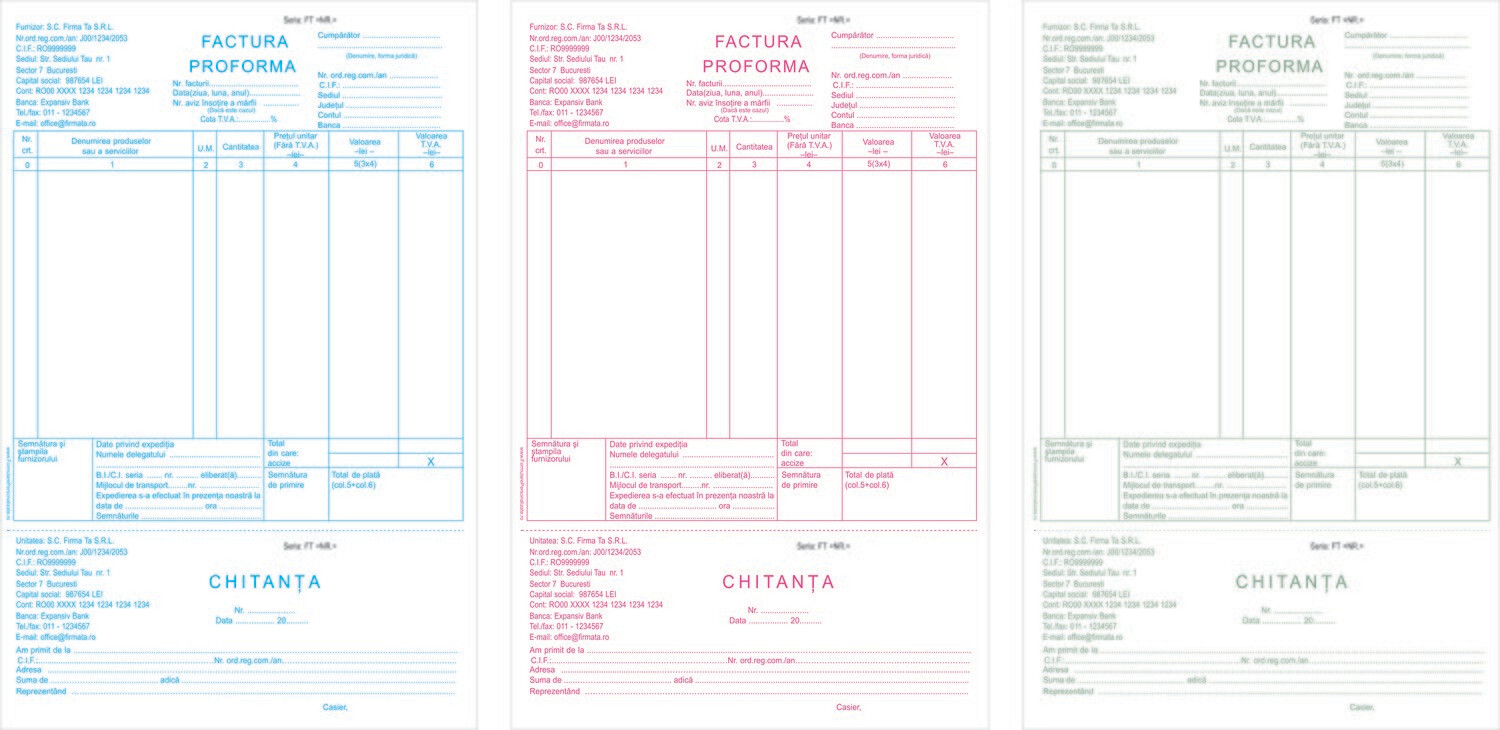 PROFORMA cu Chitanta atasata Personalizate A4 - 1.carnet