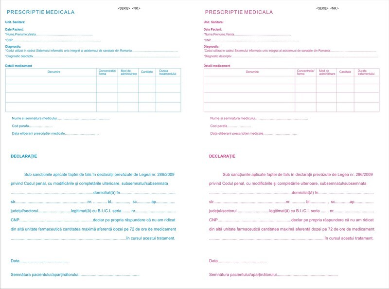 PRESCRIPTIE MEDICALA cu DECLARATIE Personalizata A4 - 1.carnet