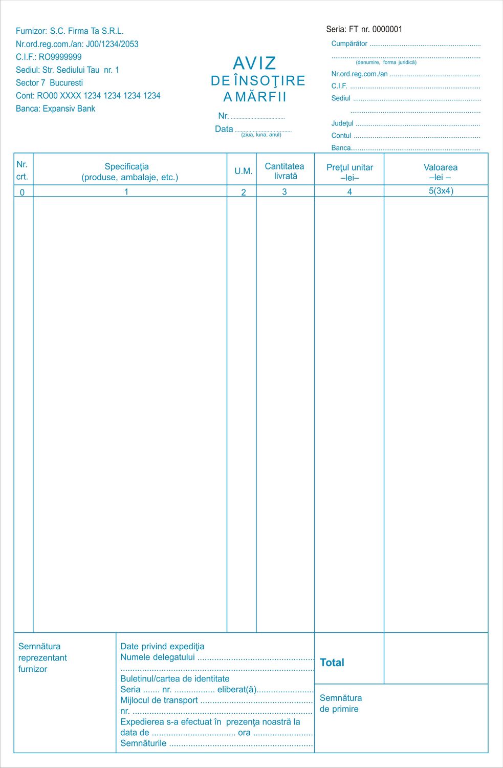 Avize Insotire Marfa A4 Personalizate - 1.carnet