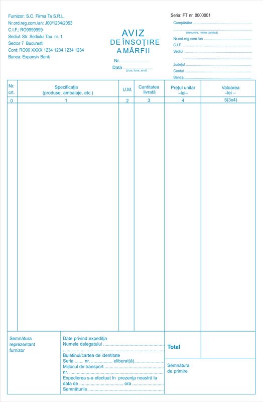 Avize Insotire Marfa A4 Personalizate - 1.carnet