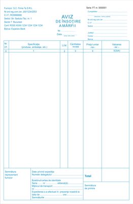 Avize Insotire Marfa A4 Personalizate - 1.carnet