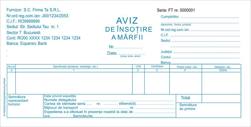 Avize Insotire Marfa DL (A4/3) Personalizate - 3.carnete