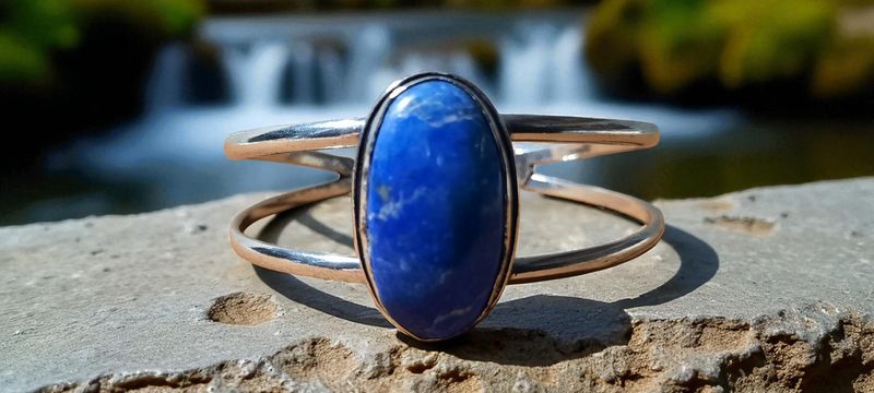 Handgemaakte armband zilver op brons met Lapis Lazuli