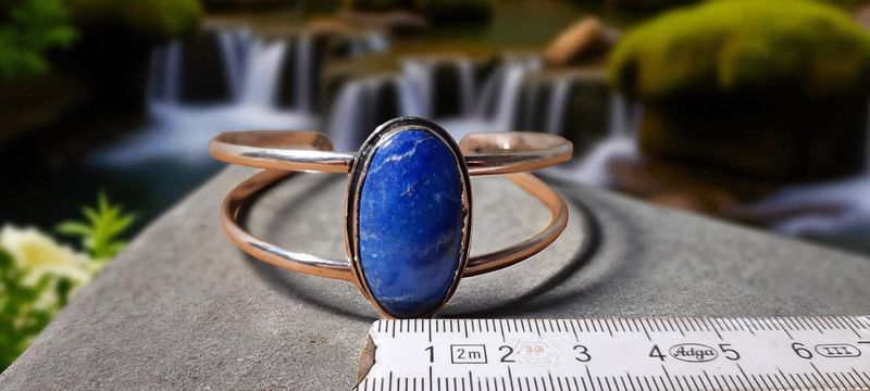 Handgemaakte armband zilver op brons met Lapis Lazuli