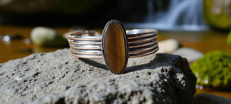 Handgemaakte armband zilver op brons met Tijgeroog