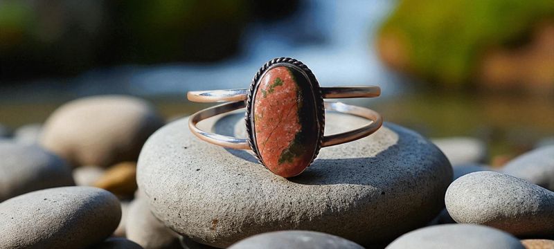 Handgemaakte armband zilver op brons met Unakiet