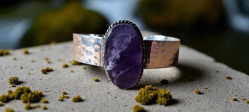 Handgemaakte armband zilver op brons met Amethist