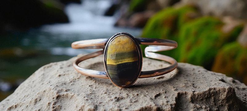 Handgemaakte armband zilver op brons met Bumblebee Jaspis