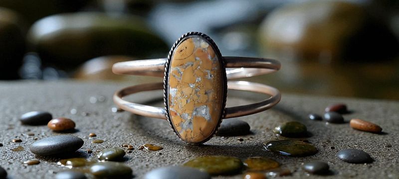 Handgemaakte armband zilver op brons met Maligano Jaspis