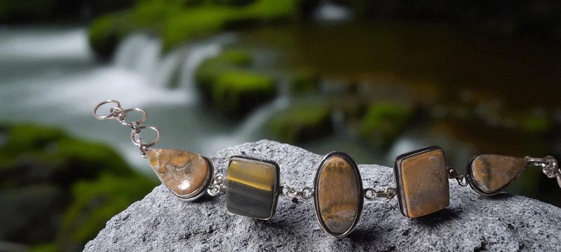Handgemaakte armband zilver op brons met Bumblebee Jaspis