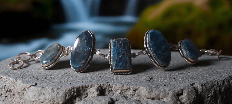 Handgemaakte armband zilver op brons met Apatiet