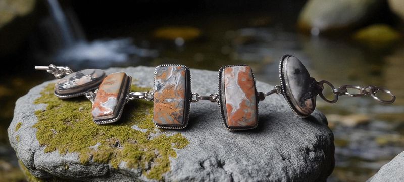 Handgemaakte armband zilver op brons met Maligano Jaspis