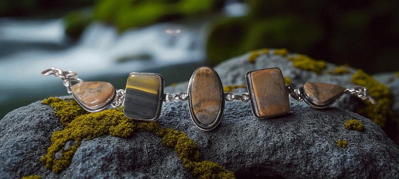 Handgemaakte armband zilver op brons met Bumblebee Jaspis