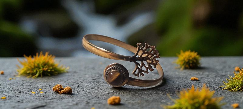 Handgemaakte armband verguld brons met Tijgeroog