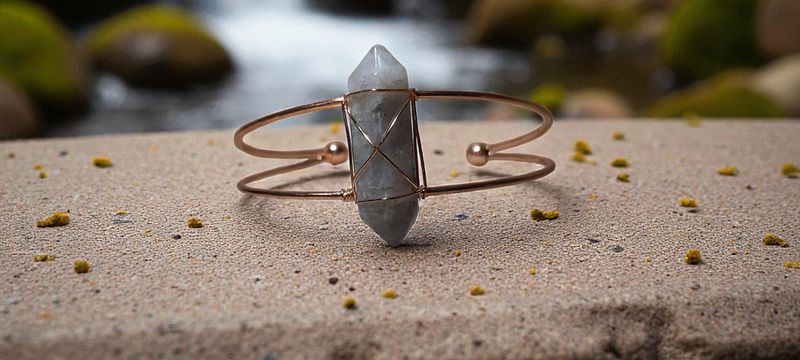 Handgemaakte armband met Labradoriet en metaal