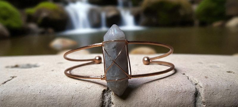 Handgemaakte armband met Labradoriet en metaal