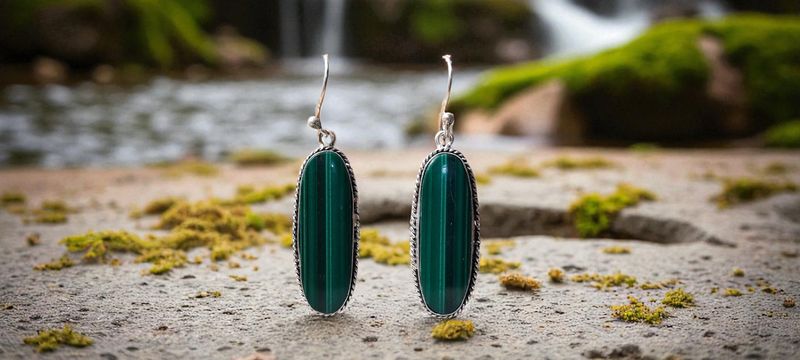 Handgemaakte oorbellen zilver op metaal met Malachiet