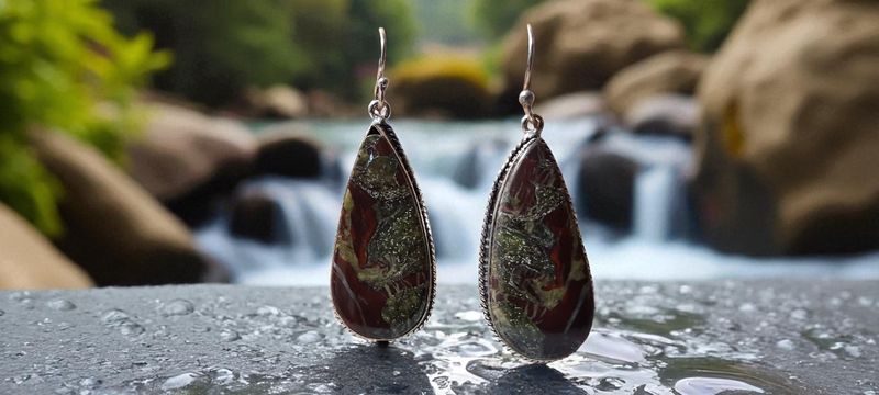 Handgemaakte oorbellen zilver op metaal met Drakensteen